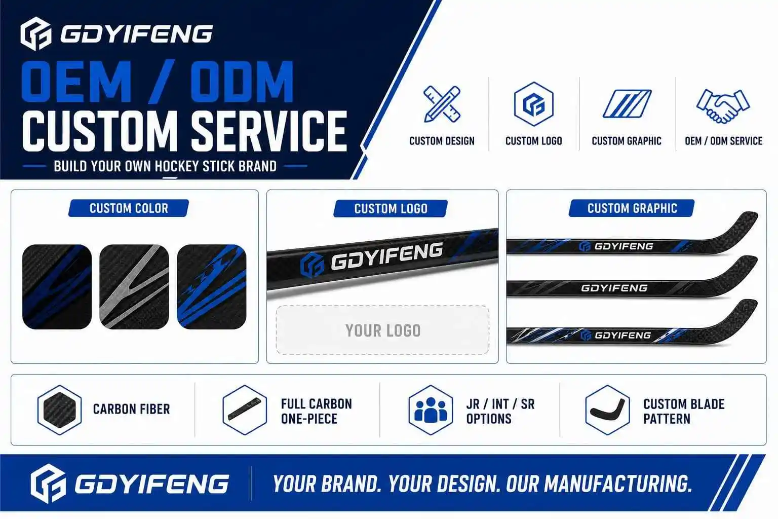 Premium 12K Carbon Fiber Ice Hockey Stick Instant Blade Response Senior Youth Pro Stock One Piece Composite Material