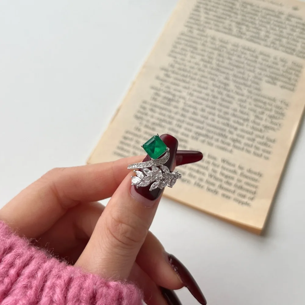 Women's S925 Sterling Silver Ring New Fine Gem Water Drop Geometric Bow Pagoda with Lab Diamond Gemstone Rings