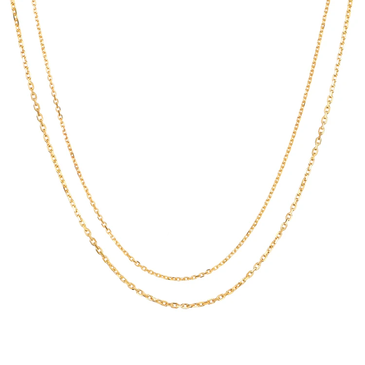 
14K Solid Gold jewelry 14ct Real Gold 1.0mm cross diamond cut chain necklace for woman 
