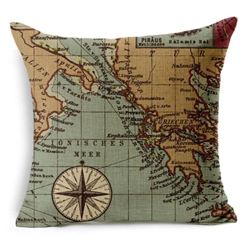 US SELLER-10pcs decorative pillow covers cushion covers sailing world map 