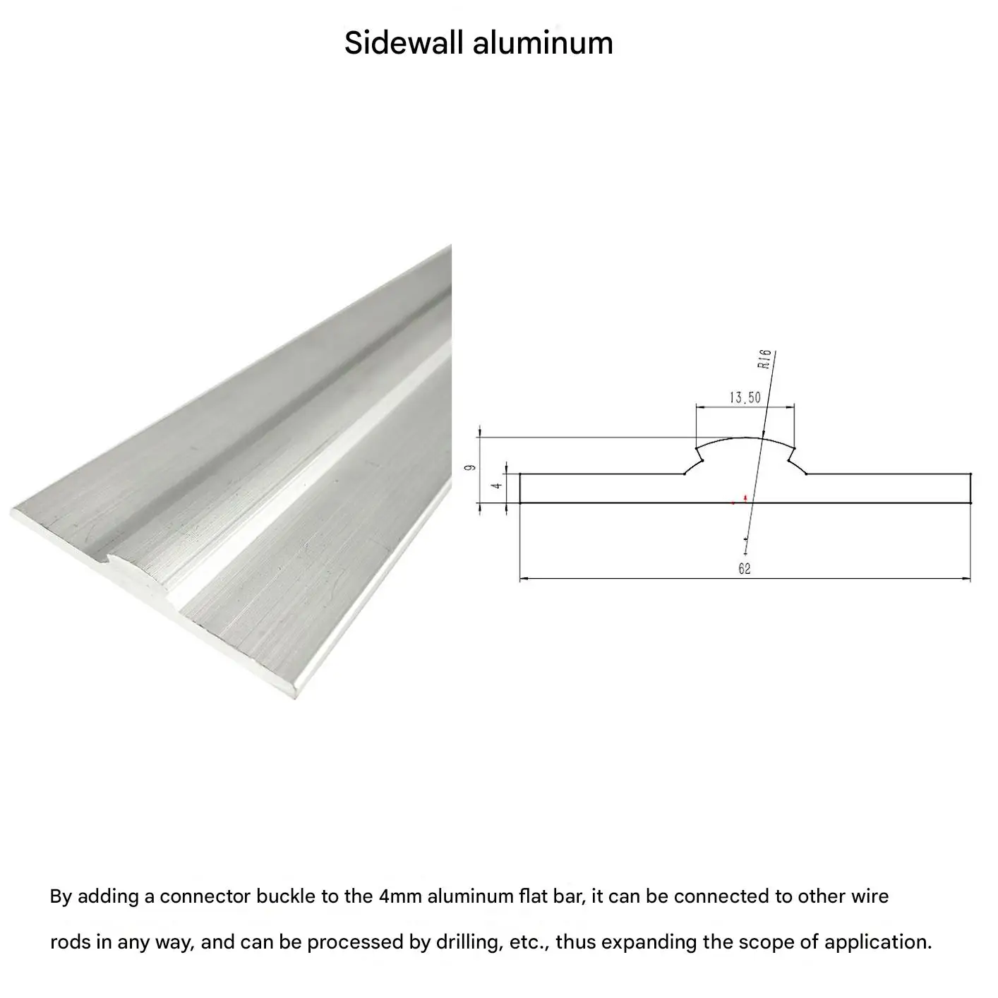 product 28 aluminum alloy 1000 series flat shape side bracket third generation wire rod accessories connector workbench turnover cart-14