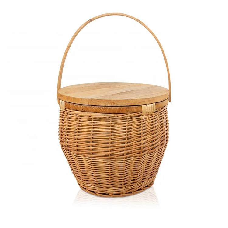 Kingwillow Hot Products Spring Outing Picnic Basket Round Wicker Basket
