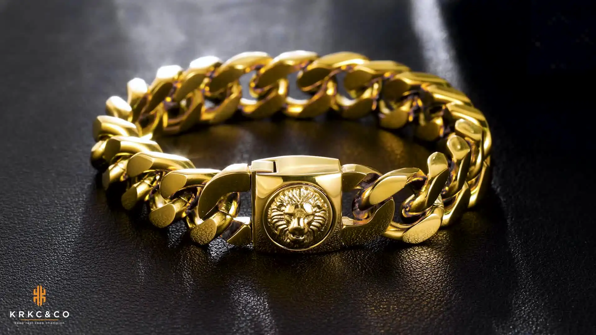 Lion King Cuban Bracelet 18K Gold Plated Punk Rock Hiphop Jewelry