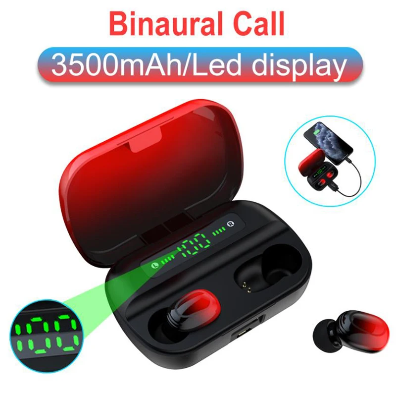 2020 New Style Fashion Promotion Gradient Color Black & Red Bluetooth V5.1 Wireless Earphone & Headphone for Sports - ANKUX.COM