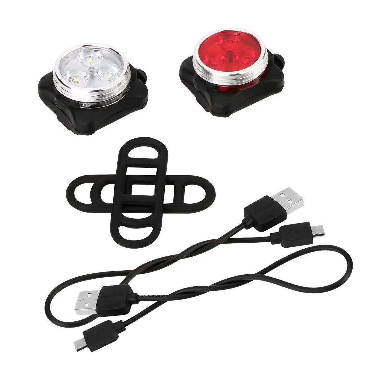 Hot selling LED bicycle light set USB rechargeable front light and tail light for bike factory