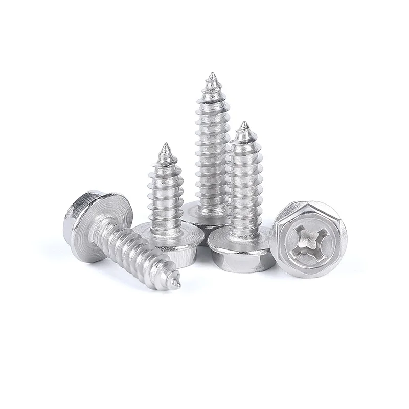 Details about   Self Tapping Screws M3 M4 M5 M6 Hex Washer Head Philips Drive A2 Stainless Steel 