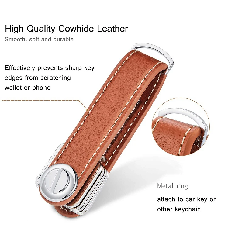 Compact Leather Key Organizer Folding Pocket Key Holder With Secure ...