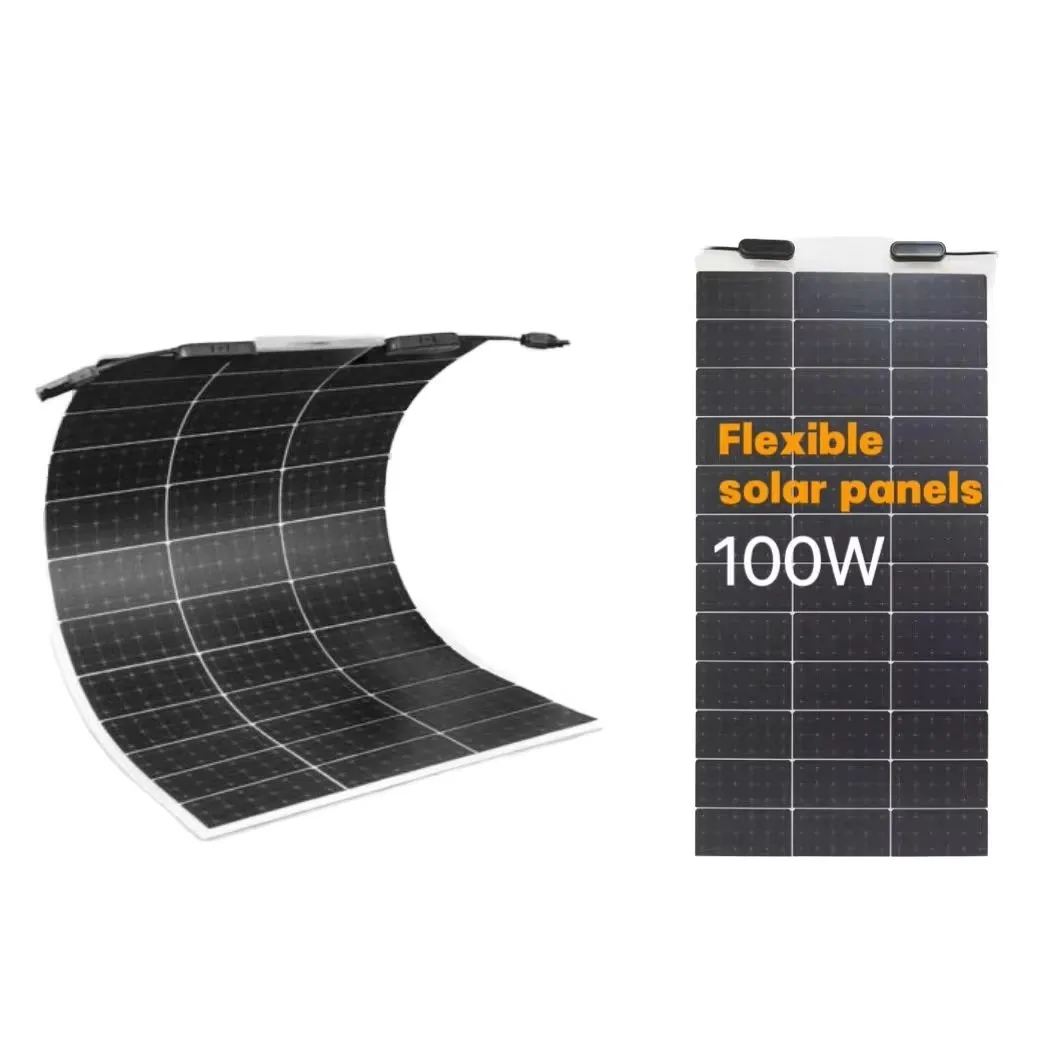Foldable 100W solar panel deployed with integrated kickstand on grass