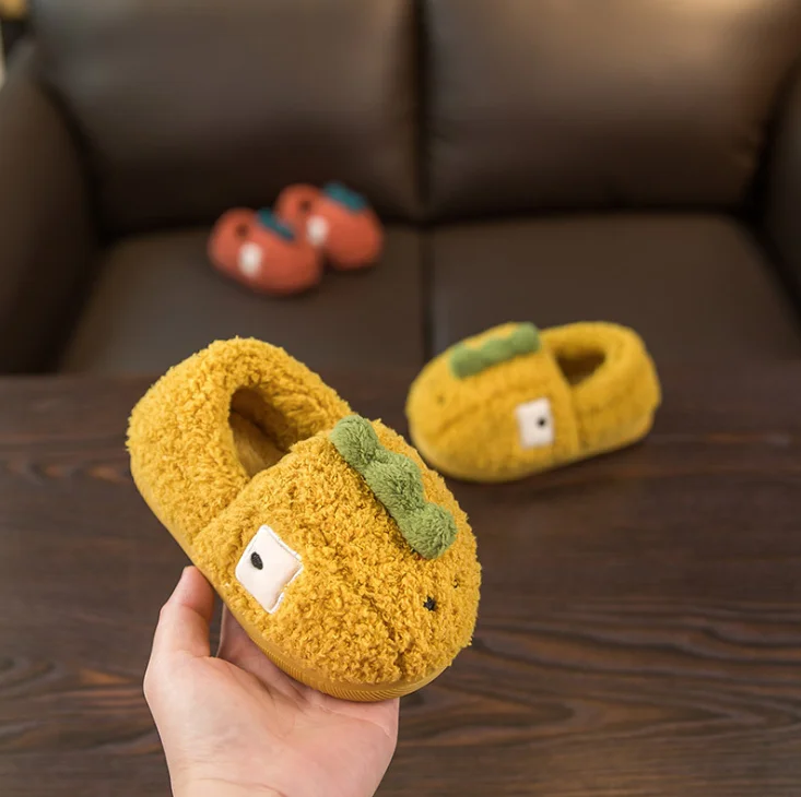 
dinosaur baby felt shoes furry slippers for winter 