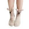 Winter slippers socks three-dimensional cartoon coral fleece home floor thick warm female socks in the tube sleep socks