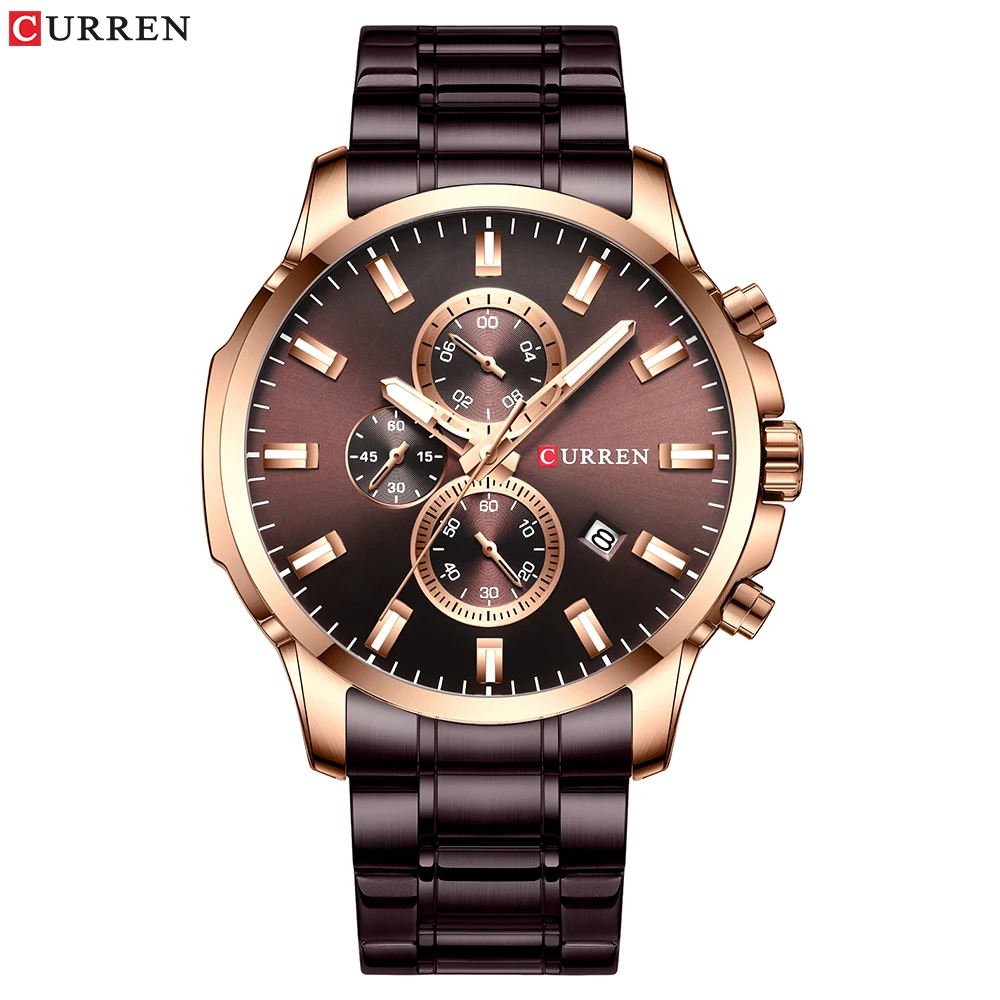 
2019 new Curren 8348 quartz watch Luxury black Stainless Steel chain Japan Quartz Men multifunction chronograph Wristwatches 