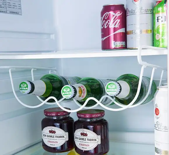 Fridge Wine Rack Bottle Shelf Refrigerator Slide On Rack Holds 3