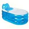 portable blue 3-ring soaking inflatable spa tub for adult