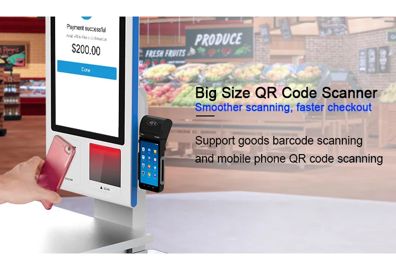 TPS700 touch 21.5 inch  screen  fast food ordering self service payment kiosk machine