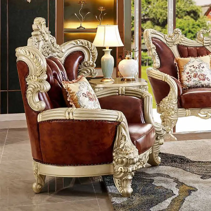 Sofá Seccional De Cuero Auténtico,Mueble Real Europeo,Conjunto De Sofá