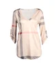2019 explosion women's autumn fashion plaid print V-neck and seven-quarter sleeve T-shirt
