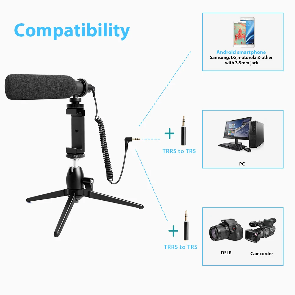 Vlog Video Recording Condenser Microphone Handheld Recordable ...