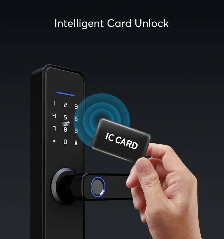 Biometric Fingerprint scanner passcode RFID Tuya Smart door Lock