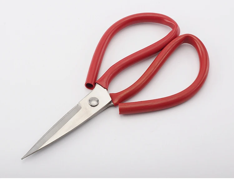 Household Tools Red Plastic Handle Stainless Steel Scissors 