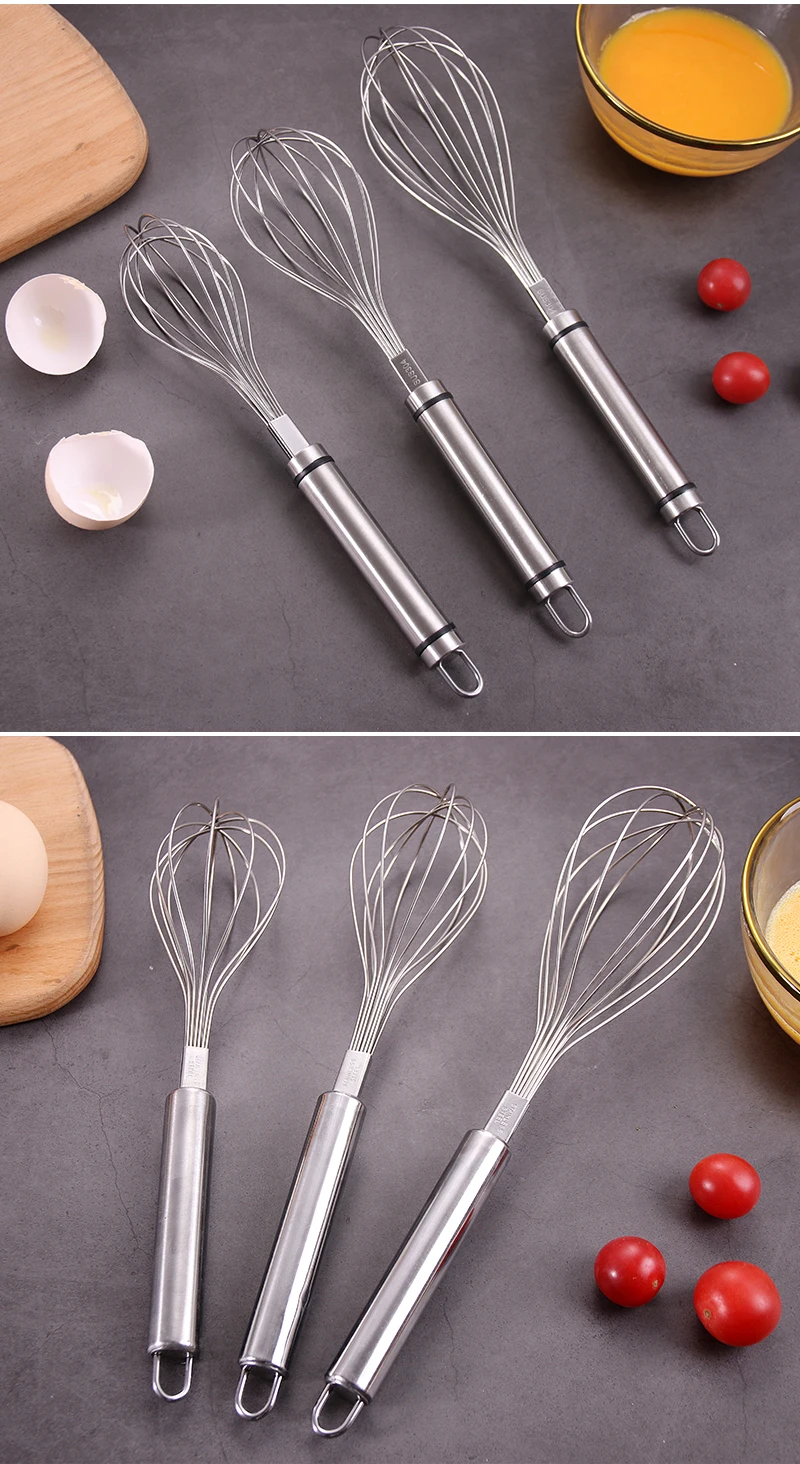 Factory Price Single Rotary Beater Kitchen Tools Hand Mixer Tool Portable Whisks Set Metal Manual Stainless Steel Egg Whisk