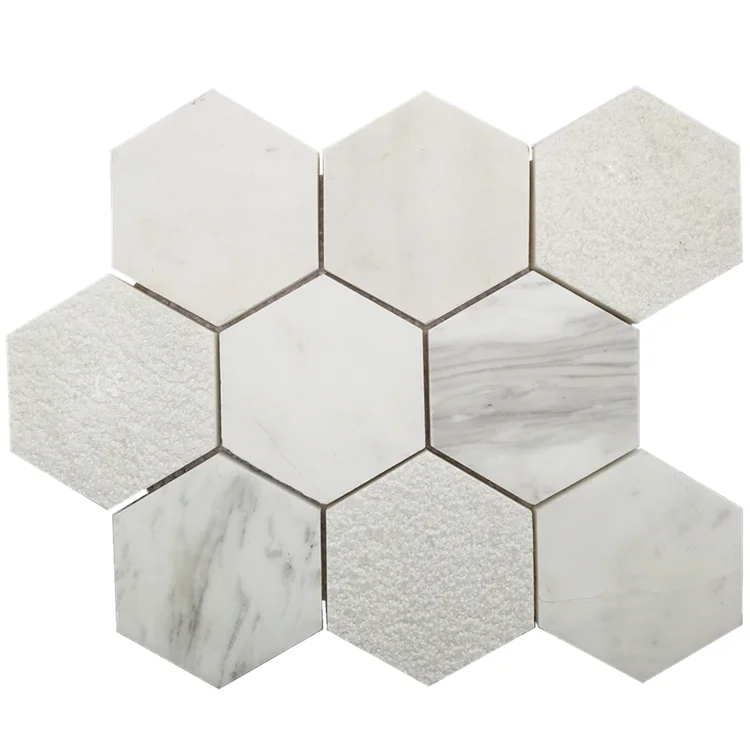 Low Price Hot Sale Big Hexagon White 285*300MM Tiles Natural Stone Mosaics Tiles