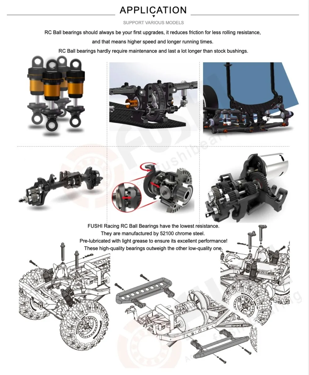 Pick of 8pcs 15x24x5mm-20x27x4mm Ball Bearing Set RC Wheel Hub Bearings for Traxxas X-Maxx 6S 8S 