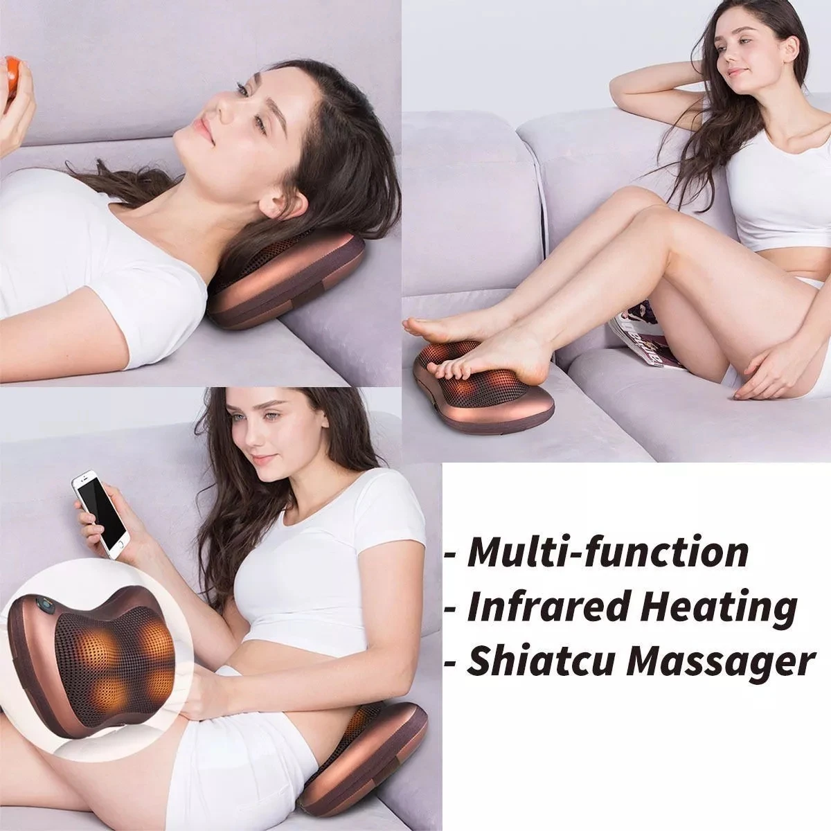 Wholesale Travel Car Home Electric Neck Relaxation Shiatsu Massage Pillow With Heat