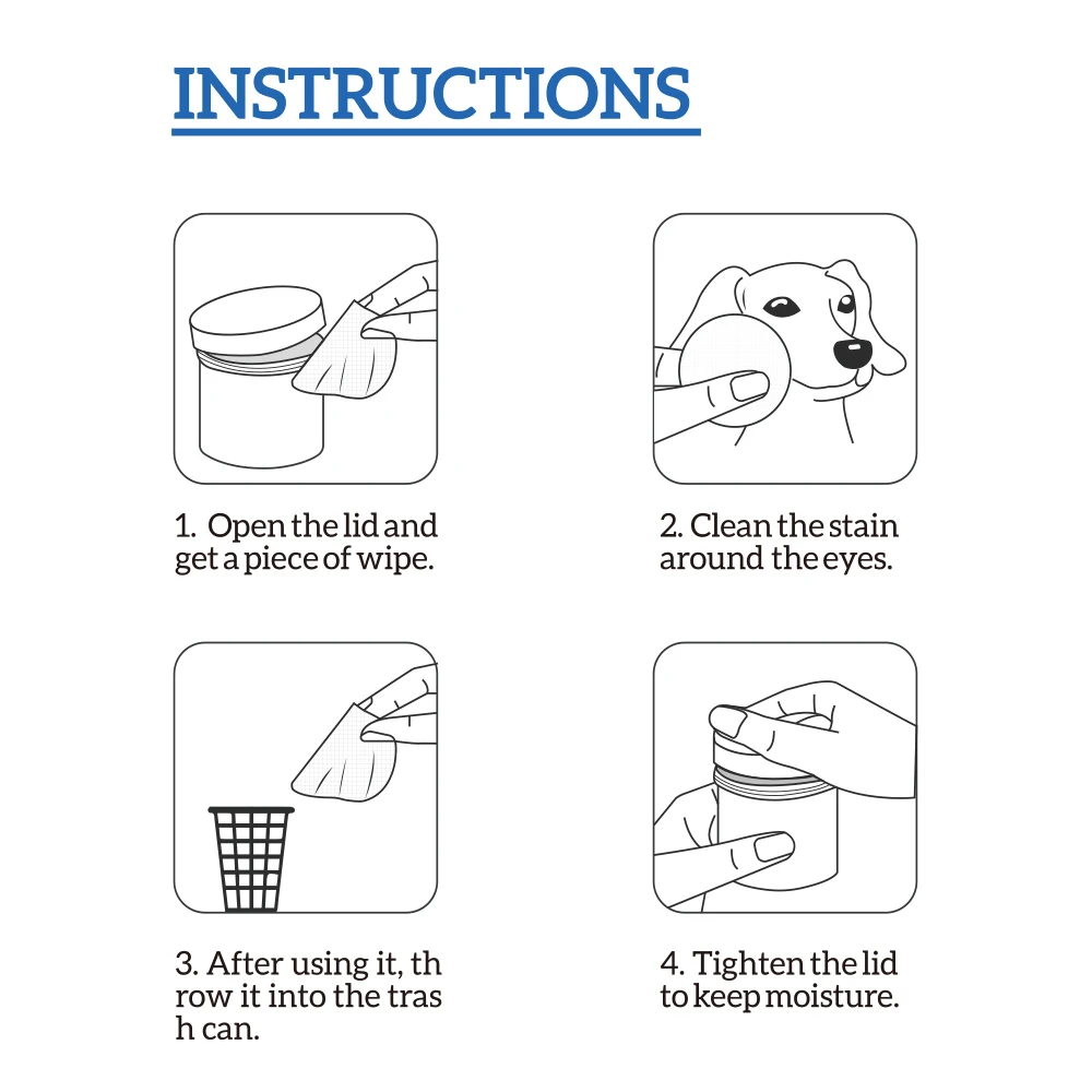 180pc Sterile Pet Eye Wipes For Dogs Cats Puppies & Kittens Pet Wet