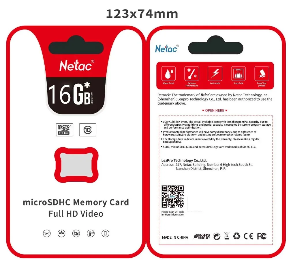 Netac Class 10 U1TF card. 16GB TF Memory Card. Full Capacity MicroSD Card for Mobile Phone - ANKUX.COM