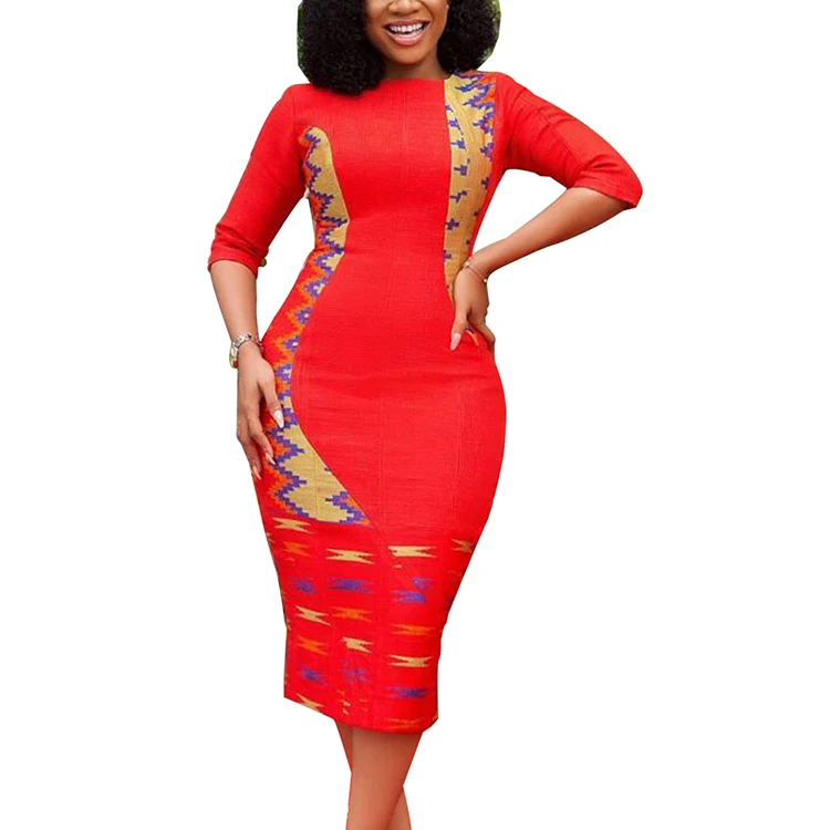 Africaine Dashiki Robes pour Femmes 2019 New African Vêtements Bazin Riche Ankara Robes Moitié Manches Mince Robe Africain