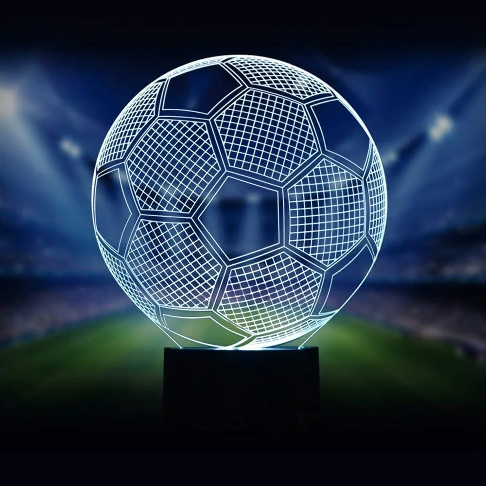 Soccer Night Lights for Kids 3D Illusion Football Lights Lamp 7 LED Colors Changing Touch Table Desk Lamps Decorative