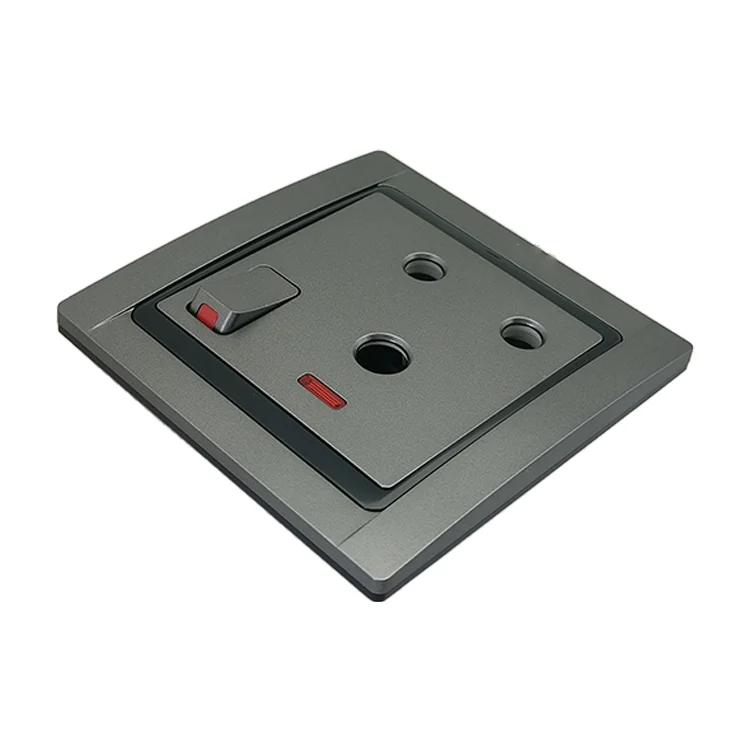 BS Industrial Electrical Power Wall Switch Control 15A Socket Smart Home Hotel Wall Mounting Silver Touch Panel Wall Switches
