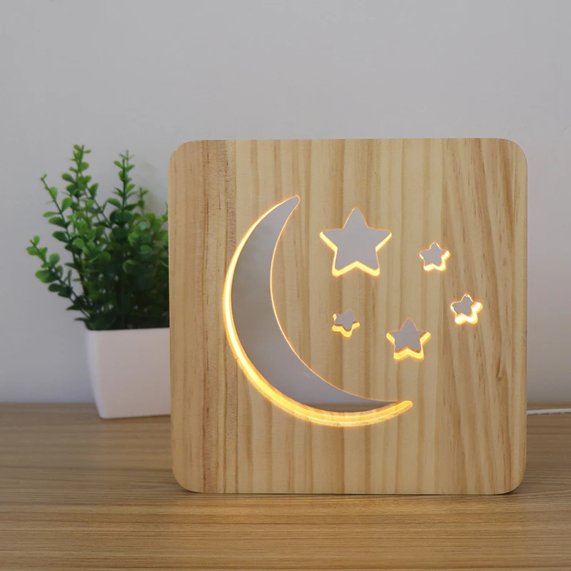 Most Popular Electronic Holiday Gift Wooden Night Light Led Table Lamp With USB DC Port Creative Mood Lamp For Home Decor