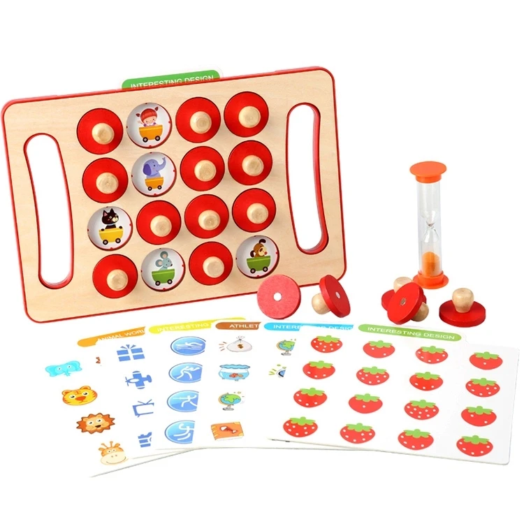Wooden Educational Toy Montessori Matching Wooden Memory Box Card Game