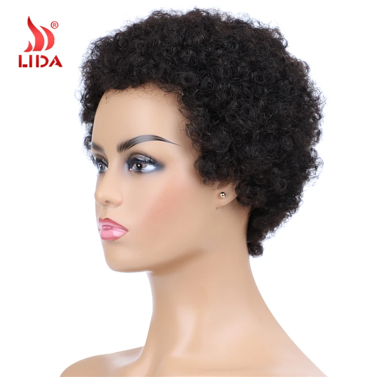 Lida Short Human Hair Jerry Curl Wigs 100% Peruvian Human Hair 6631