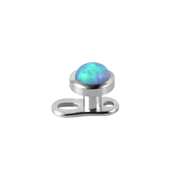 Piercing microdermal plat opale bleue