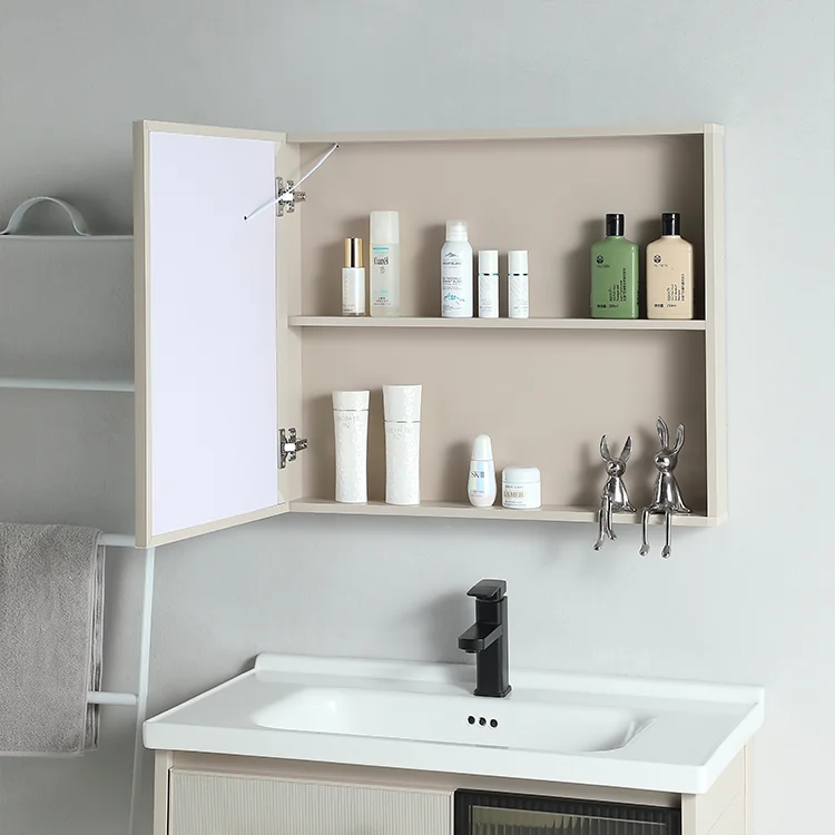 Modern new design bathroom cabinet smart mirror wall hanging aluminum cabinet wash basin sink manufacture