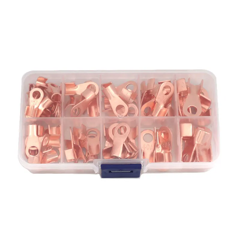 Open Barrel Wire Crimp Connector Copper Ring Lug Terminals Assortment Kit OT  10A 20A 30A 40A 50A