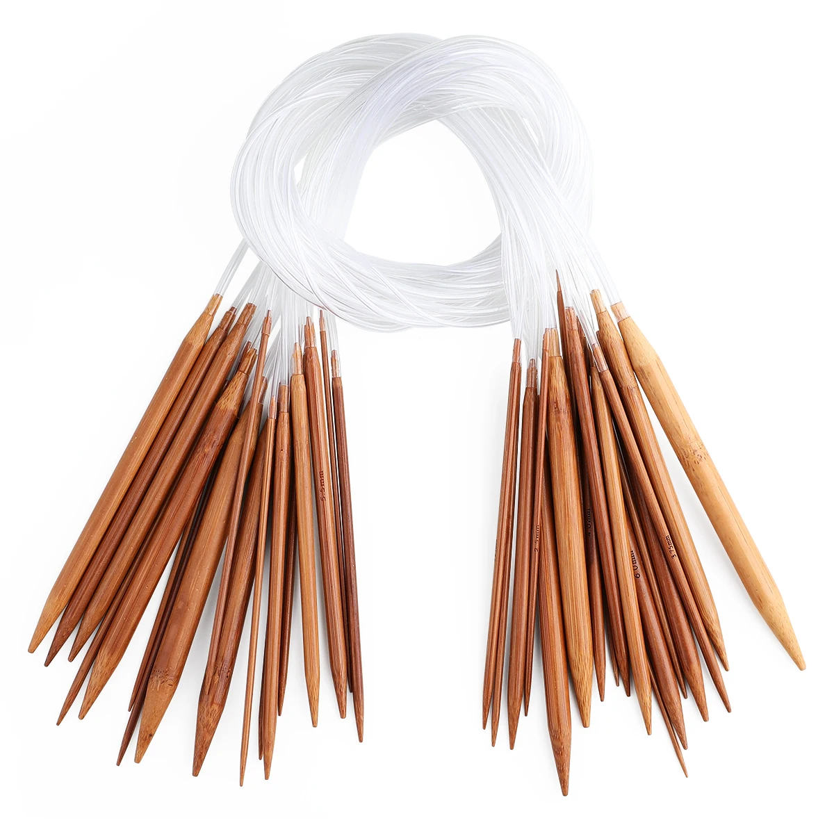 Foxnovo 18 paires daiguilles à tricoter circulaires professionnelles en bambou carbonisé de 2 à 10 mm 80 cm 