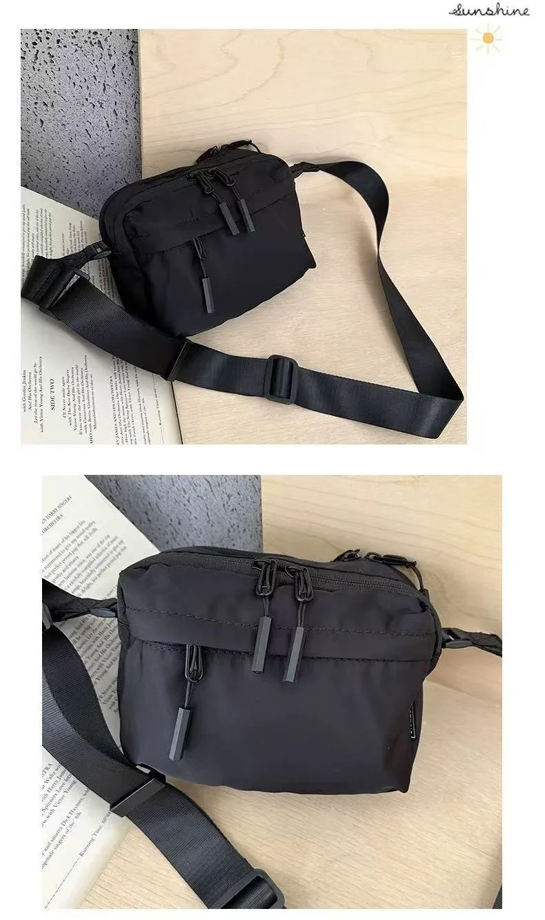 Unisex Japanese-Style New Lightweight Casual Fashion Multi-Pocket Crossbody Bag Waterproof Oxford Cloth Small Square Bag