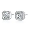 925 Sterling Silver Simple Square Cubic Zirconia CZ Post Stud Earrings