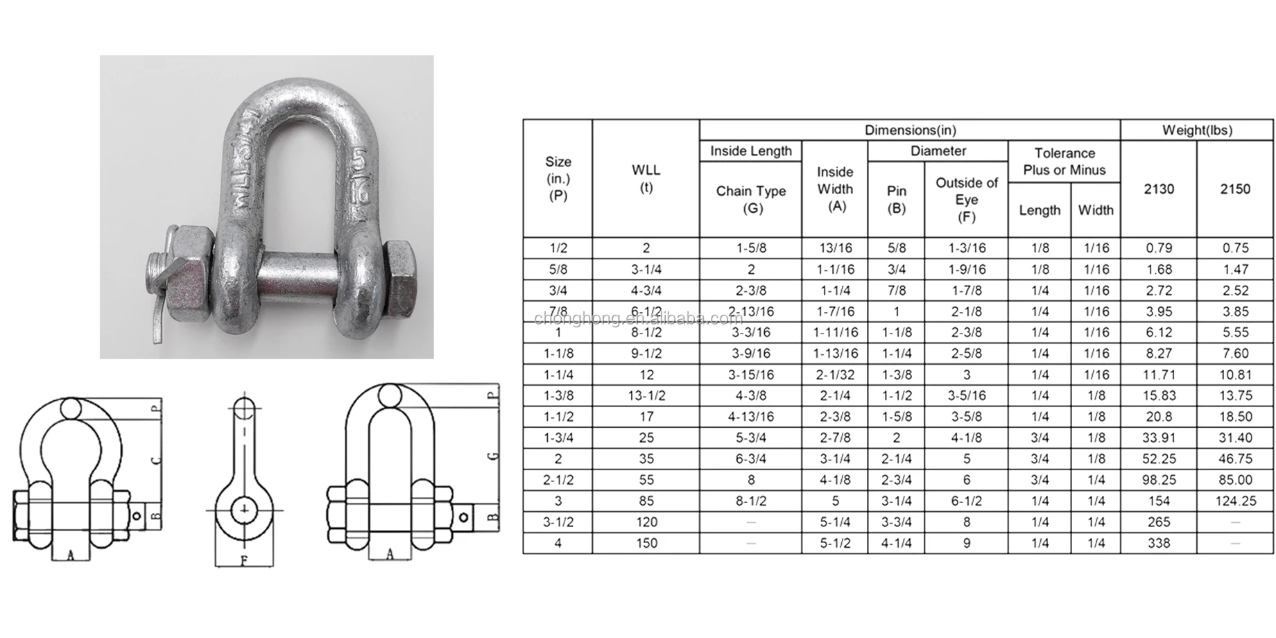 G2150 Drop Forged Bolt Type Anchor And Chain Shackle - Buy Carbon Steel ...