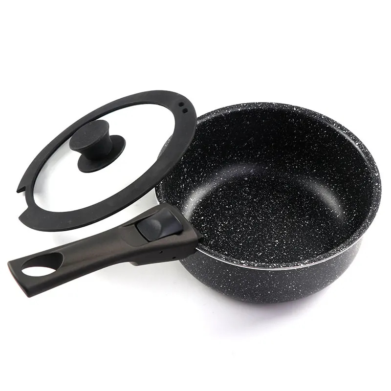New Design Space Saving Aluminum Granite Nonstick Cookware Set With