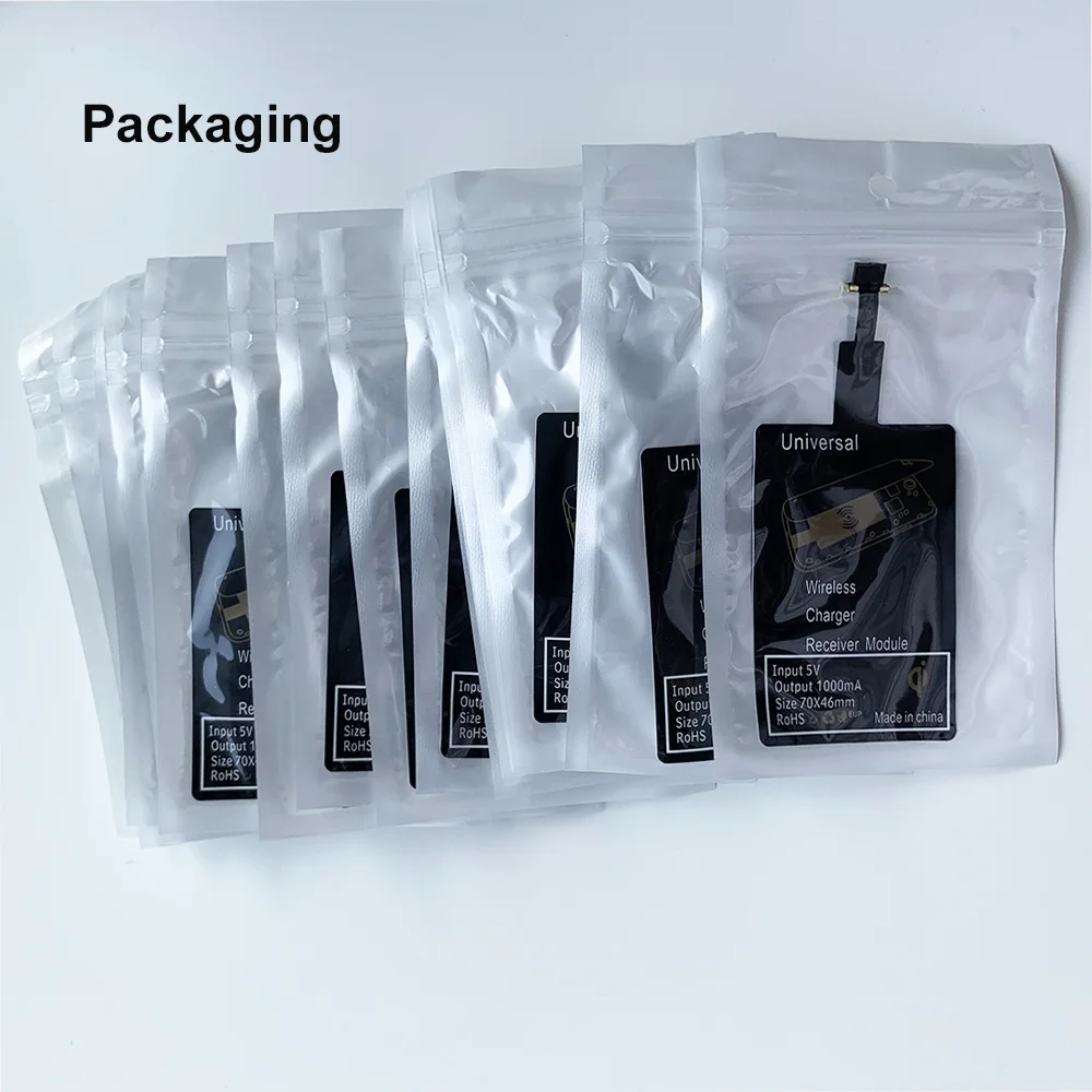 5V 1A Micro USB Black Qi Charger Adapter Wireless Receiver Pad For Android / IOS Phone Charging