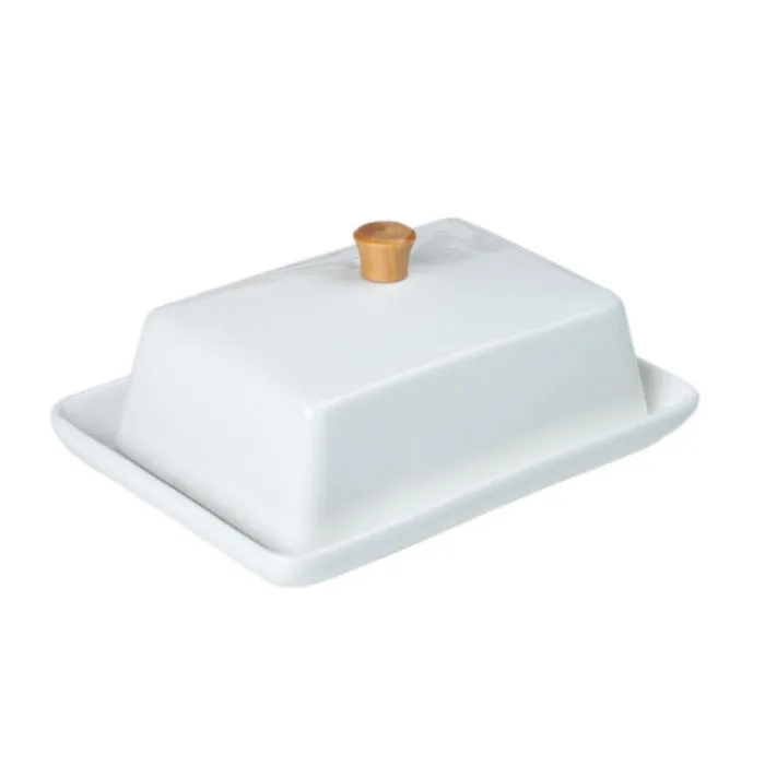 
rectangular 6in ceramic cow butter dish with lid 