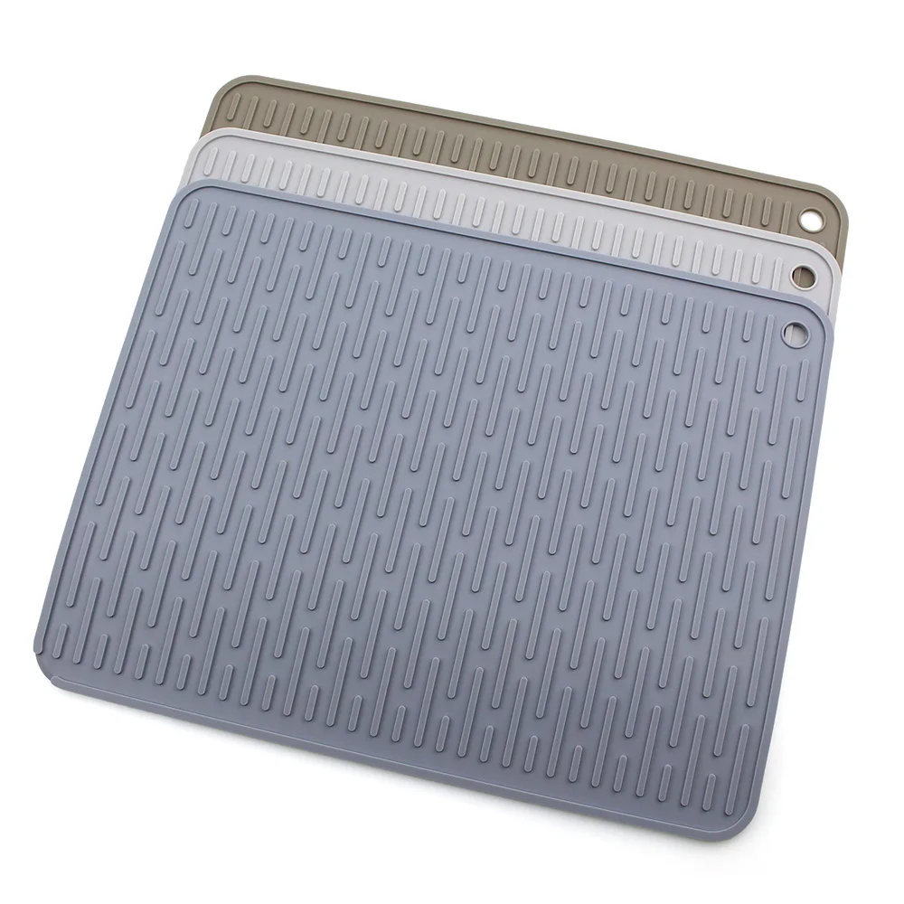New Silicone Dish Drying Mat Flume Folding Draining Mat,Rectangle Sink Mat Drying Dishes Pad