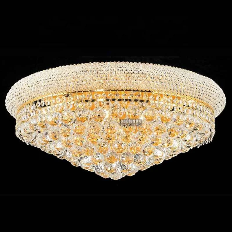 wholesale flush mount luxury home decorative golden crystal ceiling light