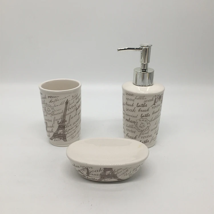 Toothbrush Tumbler Soap Dish Accessories Texture Ceramic Bathroom Set