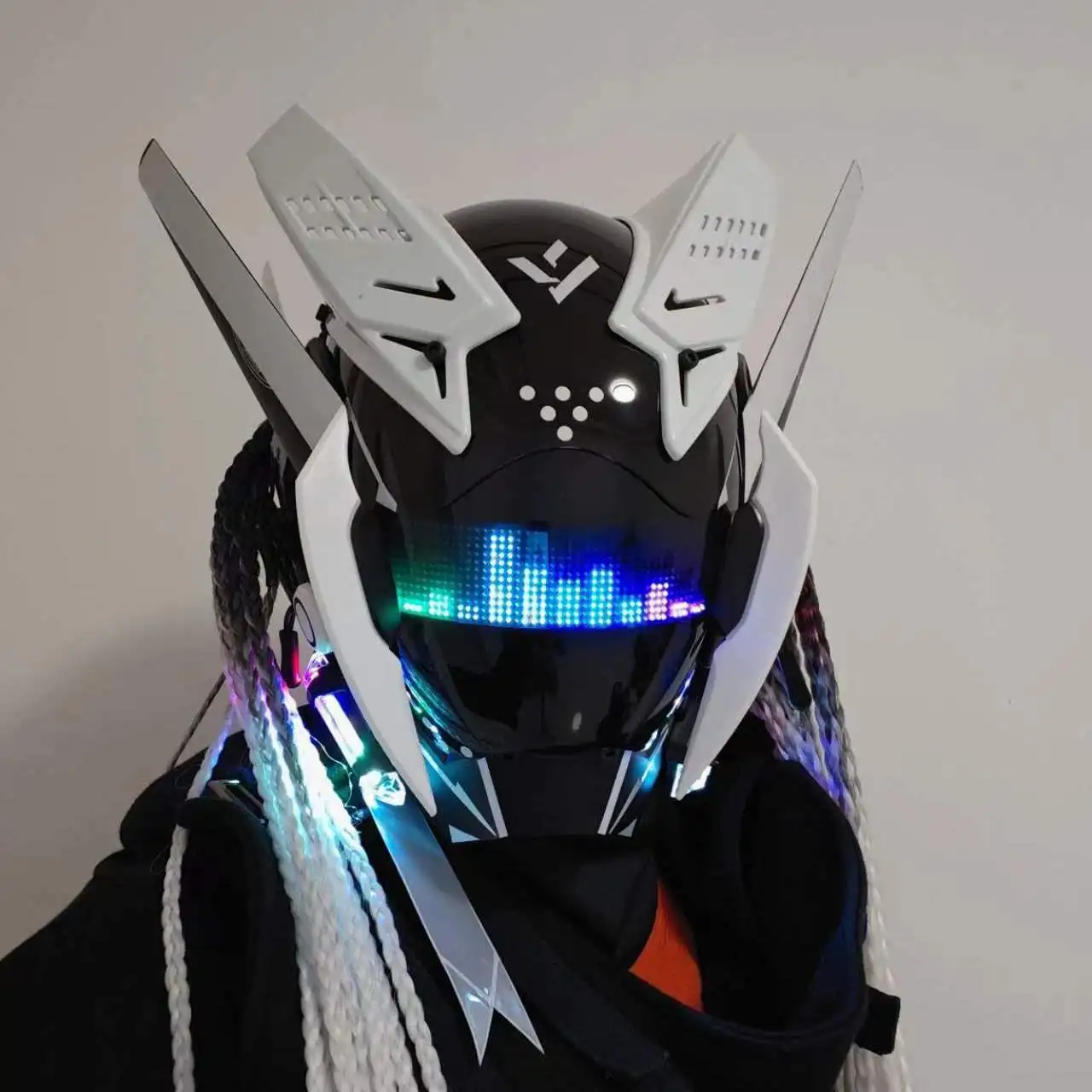 bike helmet with glowing mask Laser (Glow-in-the-dark) people will point Cyberpunk Helmet Mask LED Glowing