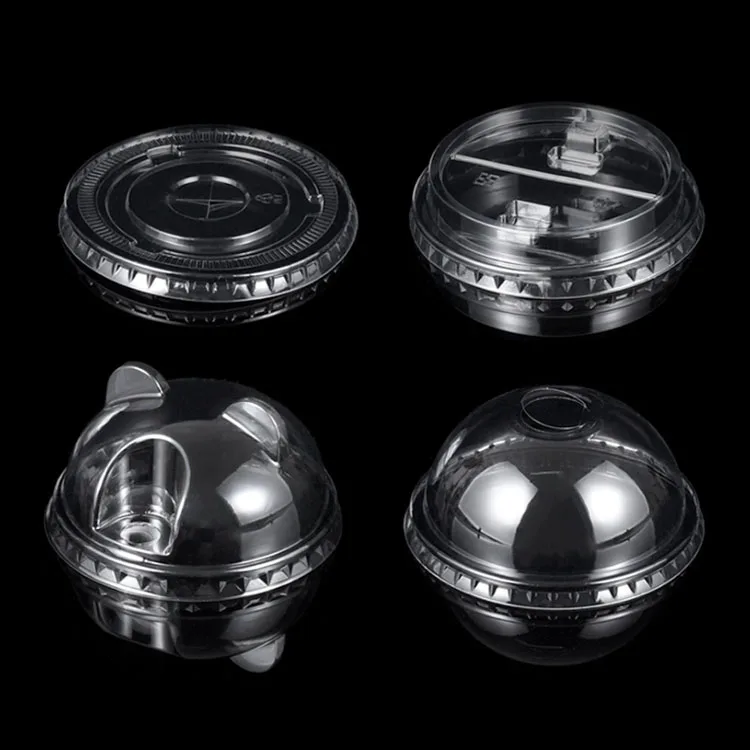 Plastic Bubble Tea Clear Cup Lids Flat Dome Bear Lids Covers Buy